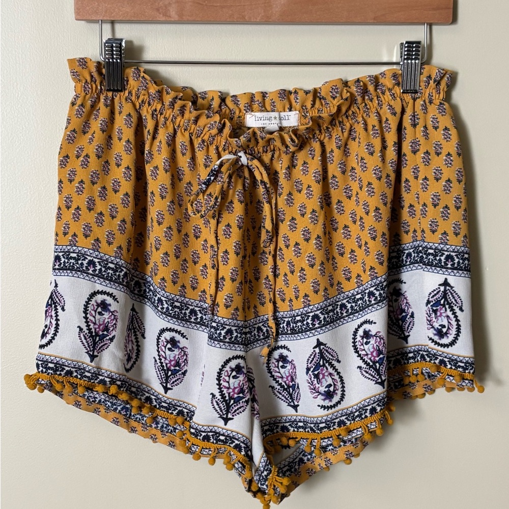 Living Doll Mustard & White Bohemian Shorts
Size L